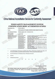 食品安全管理體系認可證書 方圓標志認證集團的專業服務